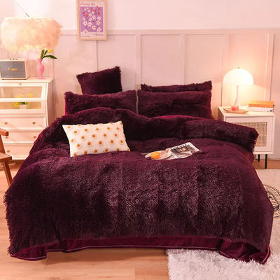 Ensemble de lit en polyester de couleur solide couverture de couette de flanelle