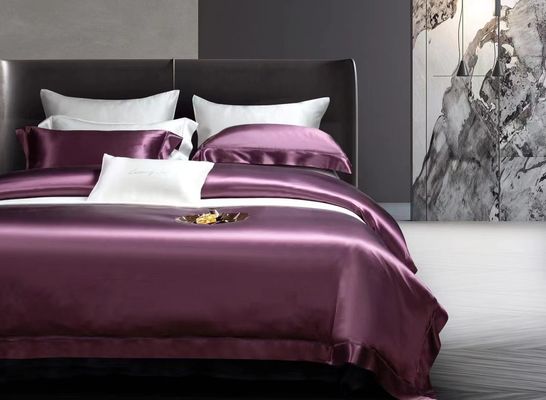 Ensemble de literie en soie, taille reine, feuilles de satin, 4 feuilles, couverture de lit pour la maison, hôtel de luxe.