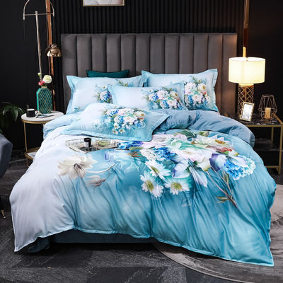 2023 Soie Lavé Comfortable Lit D'impression Diagonale Lit de lit de luxe Couverture de lit Fleur