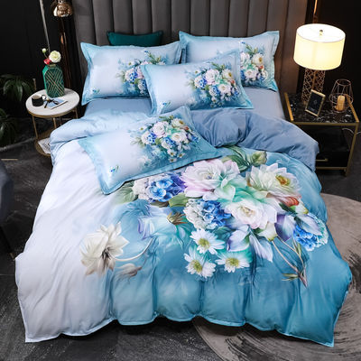 2023 Soie Lavé Comfortable Lit D'impression Diagonale Lit de lit de luxe Couverture de lit Fleur