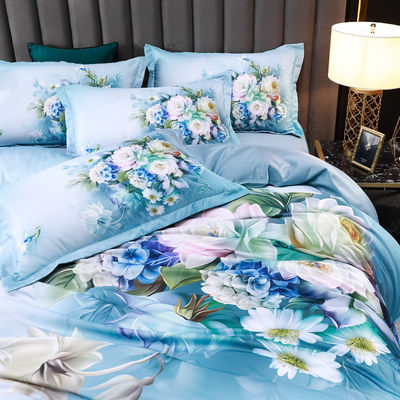 2023 Soie Lavé Comfortable Lit D'impression Diagonale Lit de lit de luxe Couverture de lit Fleur