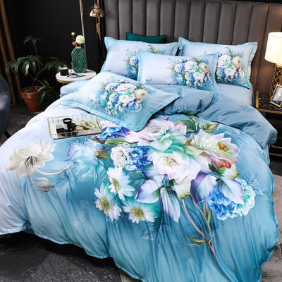 2023 Soie Lavé Comfortable Lit D'impression Diagonale Lit de lit de luxe Couverture de lit Fleur