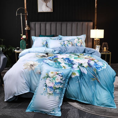2023 Soie Lavé Comfortable Lit D'impression Diagonale Lit de lit de luxe Couverture de lit Fleur