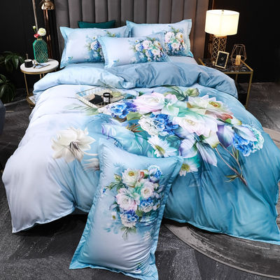 2023 Soie Lavé Comfortable Lit D'impression Diagonale Lit de lit de luxe Couverture de lit Fleur