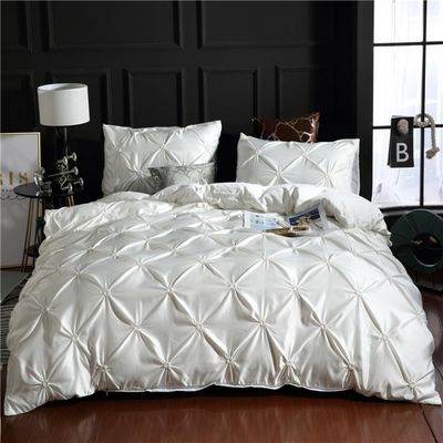 3D Luxury Style Hotel Home Blanc Euro Couverture de couette avec couverture d'oreiller 3 pièces ensemble de lit