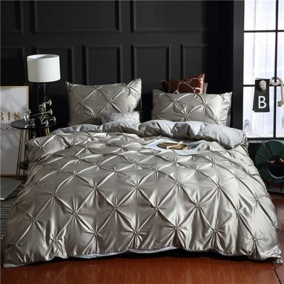 3D Luxury Style Hotel Home Blanc Euro Couverture de couette avec couverture d'oreiller 3 pièces ensemble de lit