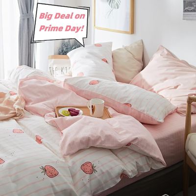 Couverture de couette en coton 100% Kawaii Couverture de couette de fraise pour lit de bébé dans la chambre