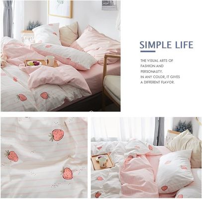 Couverture de couette en coton 100% Kawaii Couverture de couette de fraise pour lit de bébé dans la chambre