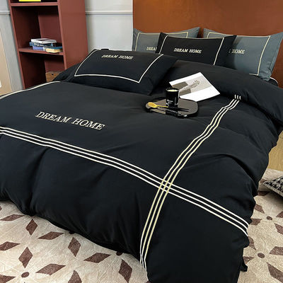 Four Seasons 300TC Couverture de couette 100% coton Broderie de trois lignes