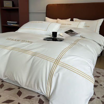 Four Seasons 300TC Couverture de couette 100% coton Broderie de trois lignes