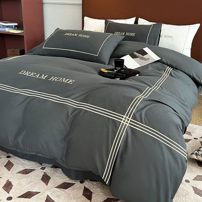 Four Seasons 300TC Couverture de couette 100% coton Broderie de trois lignes