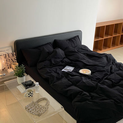 1.2m 4 pieds de lit King-Size en coton noir massif avec des rideaux assortis