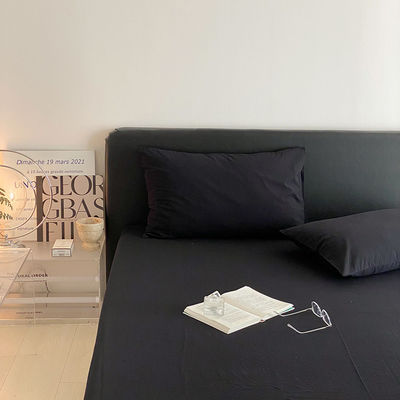 1.2m 4 pieds de lit King-Size en coton noir massif avec des rideaux assortis