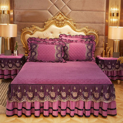 Couverture de lit d'hiver de ponçage 4 pièces Lit brodé de luxe pour 2,0m 6,6 pieds Taille lit
