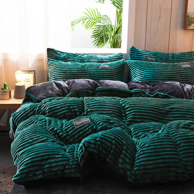Couverture de lit en velours de laine de taille reine / roi avec drap d'hiver et motif imprimé