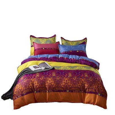 Accueil Hôtel Bohème Double Couette Couverture Ensemble Bleu avec Brown Boho Couette Lit Ensemble