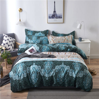 Accueil Hôtel Bohème Double Couette Couverture Ensemble Bleu avec Brown Boho Couette Lit Ensemble