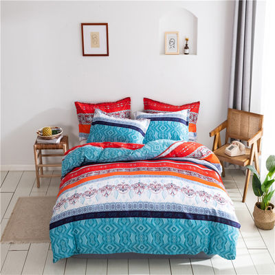 Accueil Hôtel Bohème Double Couette Couverture Ensemble Bleu avec Brown Boho Couette Lit Ensemble