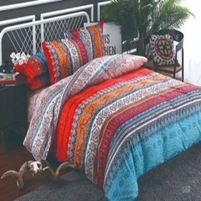 Accueil Hôtel Bohème Double Couette Couverture Ensemble Bleu avec Brown Boho Couette Lit Ensemble