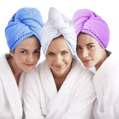 Logo personnalisé serviette pour cheveux Microfibre séchage rapide Microfibre séchage des cheveux serviette enveloppement pour femmes