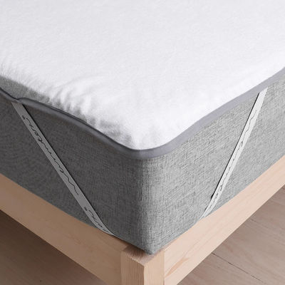 Taille personnalisée Couleur blanche solide étanche Protecteur de matelas Terry avec bandes élastiques
