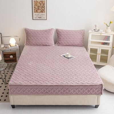 Couverture de lit en velours de corail chaud en hiver à pièce unique avec tapis antidérapant idéal pour la maison