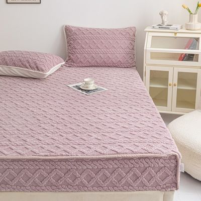 Couverture de lit en velours de corail chaud en hiver à pièce unique avec tapis antidérapant idéal pour la maison