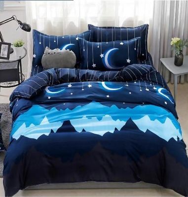 Ensemble de literie de mariage en 100% coton en microfibre pour la maison et l' hôtel avec imprimante diagonale et jupe de lit en dentelle