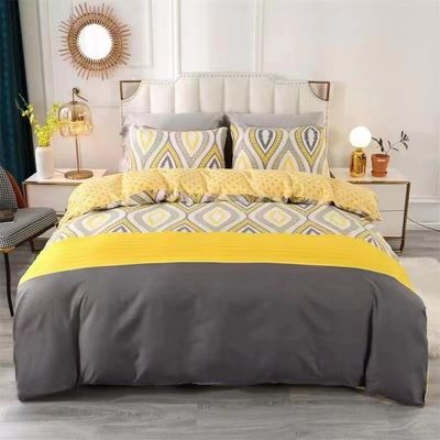 Ensemble de literie de mariage en 100% coton en microfibre pour la maison et l' hôtel avec imprimante diagonale et jupe de lit en dentelle