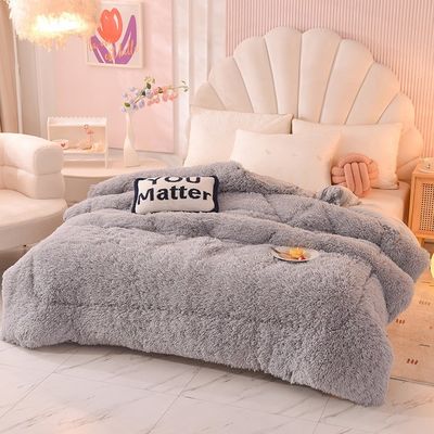 Accueil Textile Couette Couette en peluche Vernis velours épaissis Laine d'agneau chaude Couette pour l'hiver