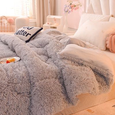 Accueil Textile Couette Couette en peluche Vernis velours épaissis Laine d'agneau chaude Couette pour l'hiver