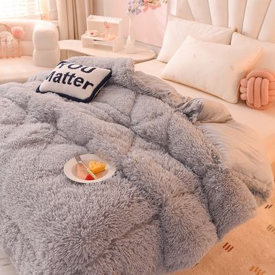 Accueil Textile Couette Couette en peluche Vernis velours épaissis Laine d'agneau chaude Couette pour l'hiver