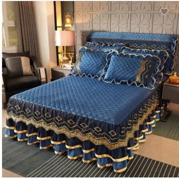 Ensembles de literie d'hôtel en polyester en fibres de plantes florales imprimées couverture de lit tapis de jupe 3 pièces couverture de lit