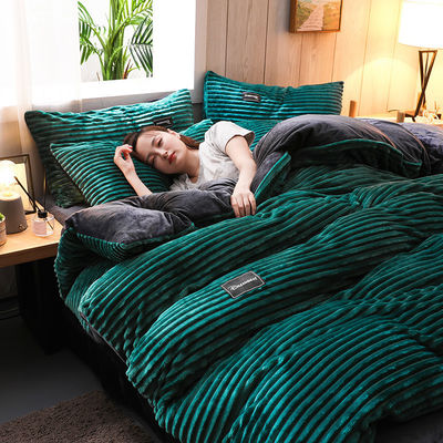 128x70 Densité de tissu Vêtement de velours de laine de lit ensemble pour la taille de la reine / roi en hiver