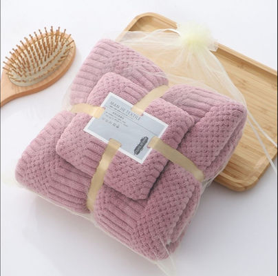 Microfibres personnalisées à séchage rapide en peluche en laine de corail, ensemble de serviettes douces pour hôtel, serviettes de bain 250gm