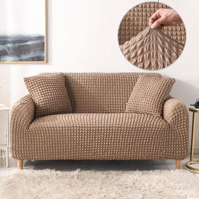 Couvertures de canapé super élastique à trois places en style luxe léger avec tissu Seersucker