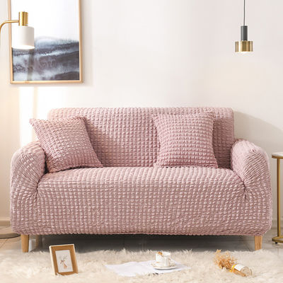 Couvertures de canapé super élastique à trois places en style luxe léger avec tissu Seersucker