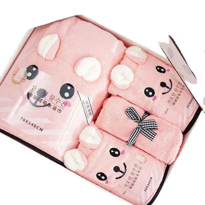 Ensemble de serviettes de bain en 4 pièces Touche douce à la main et au visage Imprimé Ensemble de serviettes de luxe