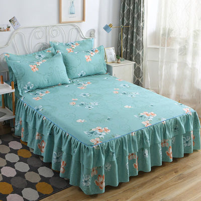 Plantes florales modernes imprimées tissées 100% coton couverture de lit tapis de jupe 3pcs couverture de lit ensembles