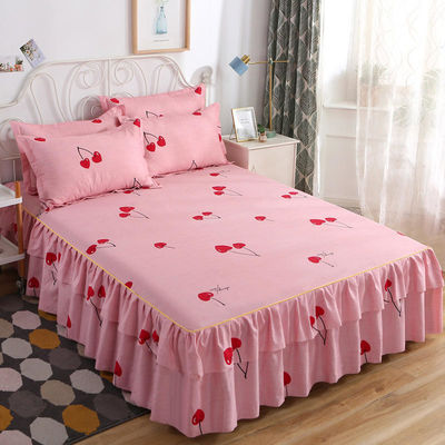 Plantes florales modernes imprimées tissées 100% coton couverture de lit tapis de jupe 3pcs couverture de lit ensembles