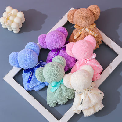 Groupe d'âge de l'enfant 30x30cm Velours de corail Velours de laine serviette d'ours pour les cadeaux d'affaires de mariage