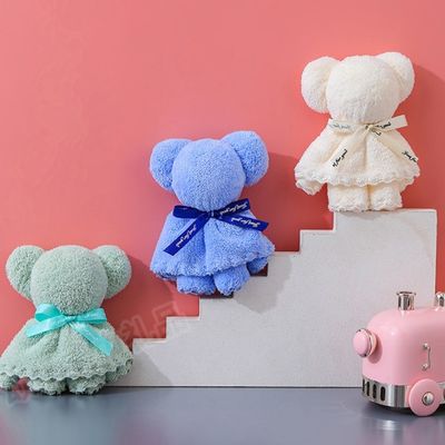 Groupe d'âge de l'enfant 30x30cm Velours de corail Velours de laine serviette d'ours pour les cadeaux d'affaires de mariage