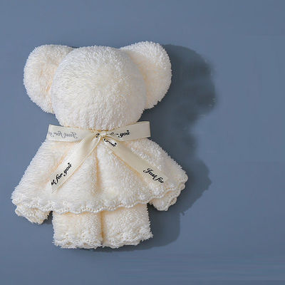 Groupe d'âge de l'enfant 30x30cm Velours de corail Velours de laine serviette d'ours pour les cadeaux d'affaires de mariage