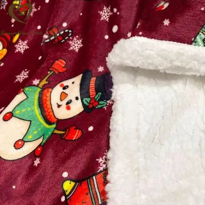 Couverture en peluche Sherpa à double couche pour cadeaux de Noël personnalisés