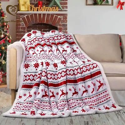 Couverture en peluche Sherpa à double couche pour cadeaux de Noël personnalisés