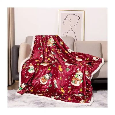 Couverture en peluche Sherpa à double couche pour cadeaux de Noël personnalisés