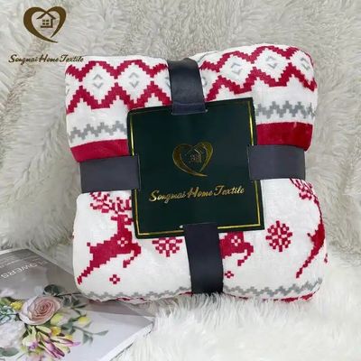 Couverture en peluche Sherpa à double couche pour cadeaux de Noël personnalisés