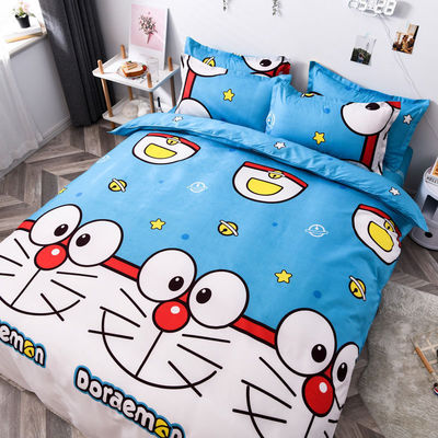 Simple 4 pièces de feuille de lit en polyester de dessin animé pour les lits jumeaux double Queen King Size