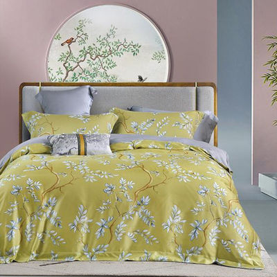 100% Tencel Luxury Silky Soft Lit Set 300TC Tissu imprimé couverture de couette Ensemble de coussins