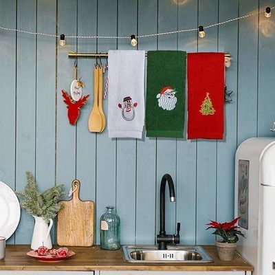 Ensemble de cadeaux de serviettes de Noël 2023 serviettes de coton hypoallergéniques en boîte cadeau avec broderie